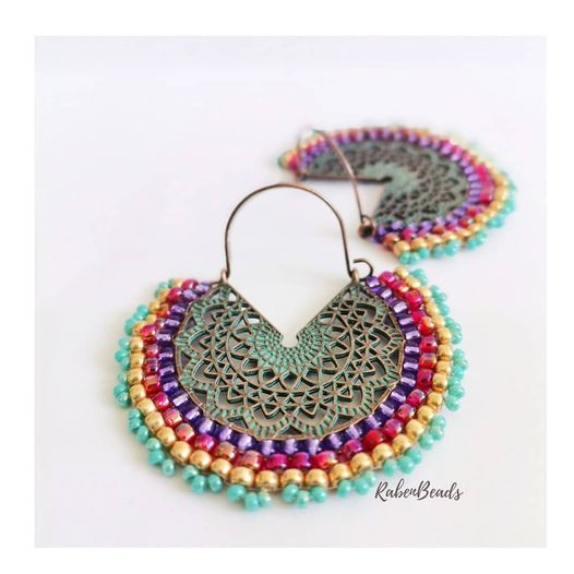 Beaded Vintage Hoops Earrings