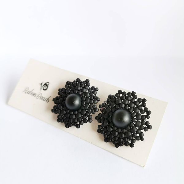 RB Black Studed Earrings