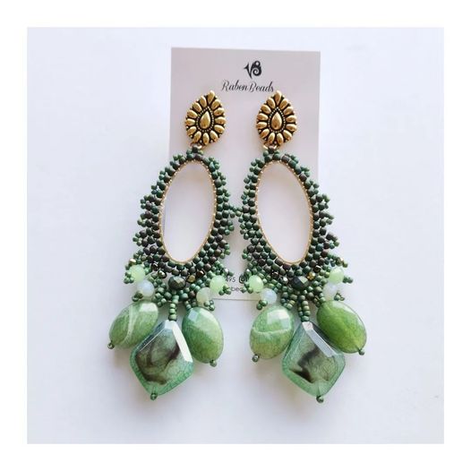 RB Green Matte Statement Earrings