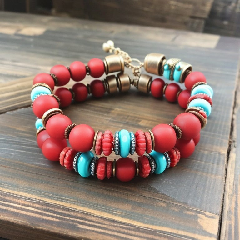 2 Layered Glass Beads Bracelet