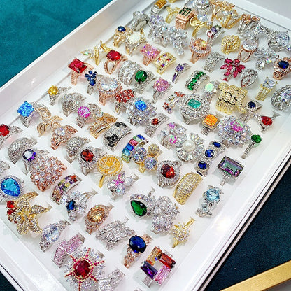 10PCS MIXED CUTE WOMEN'S BLING BLING SHINE RING