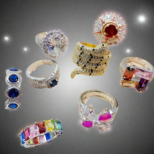 10PCS MIXED CUTE WOMEN'S BLING BLING SHINE RING