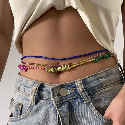 Bohemian colour Waist Chain Irregular Gravel Beaded Body Chain