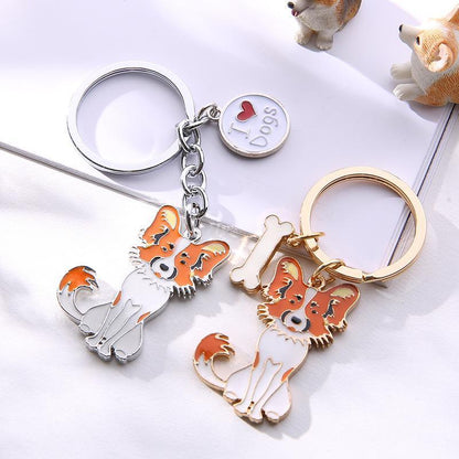 Pet Dog Painted Zinc Alloy Keychain