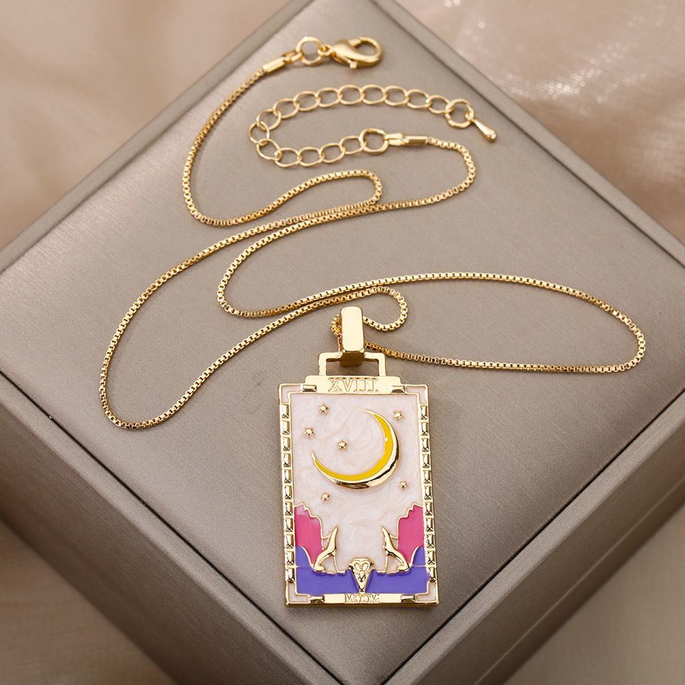 Square Tarot Cards Necklaces for Women