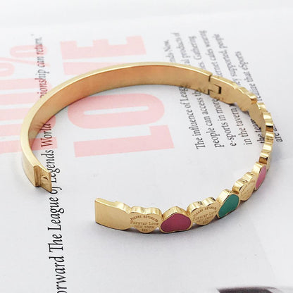 Heart Shape Titanium Steel Plating Bangle