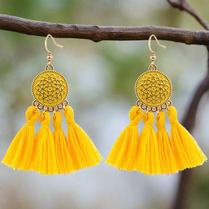 Boho Chic Brilliant Multicoloured Tassel Earrings