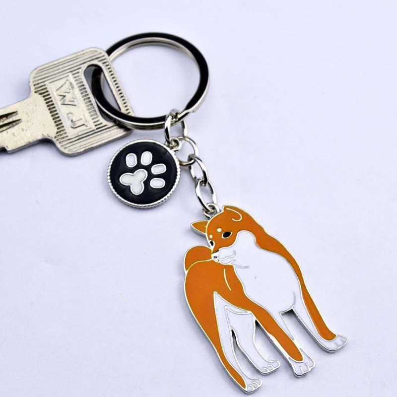 Multicolour Pet Dog Painted Zinc Alloy Keychain