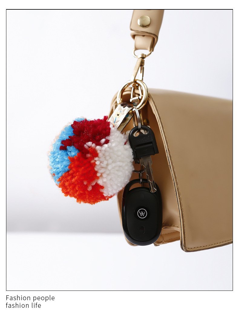 Hand Braided Boho coloured Pom Pom Keychain