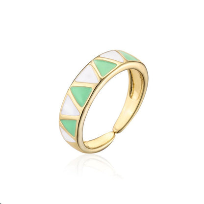 Personalized colour Oil Dripping Geometric Opening Ring