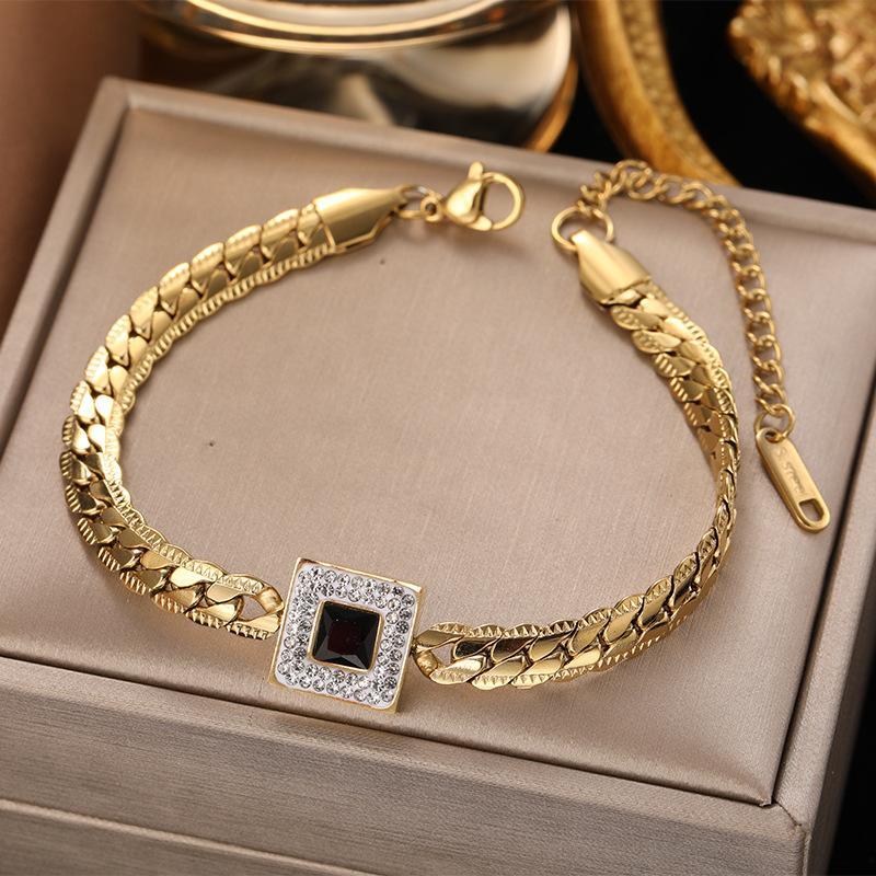 316L Stainless Steel Charm Stone Zircon Bracelet