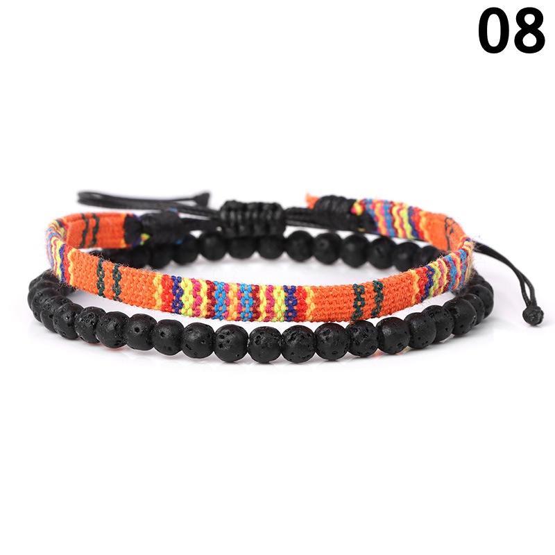 70 Pieces Handmade Bohemian Lava Stone Rope Bracelet