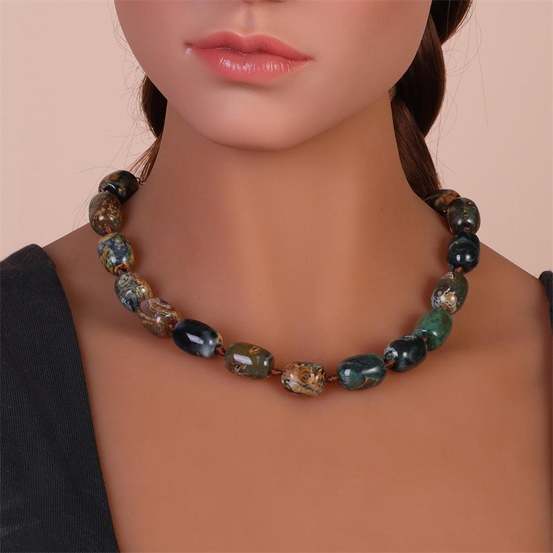 DIY Handmade Beaded Natural Agate Necklace