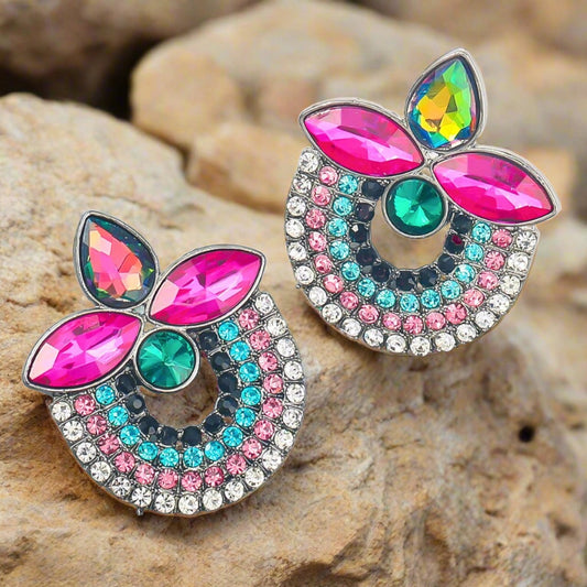 Women's Colorful Rhinestone Retro Multi-layer Earrings