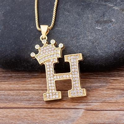 Zircon A-Z Crown Alphabet Necklace