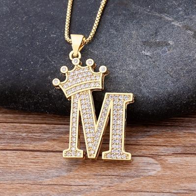 Zircon A-Z Crown Alphabet Necklace