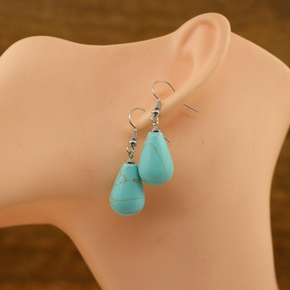 Natural Stone Quartz Tear Water Drop Hook Earring