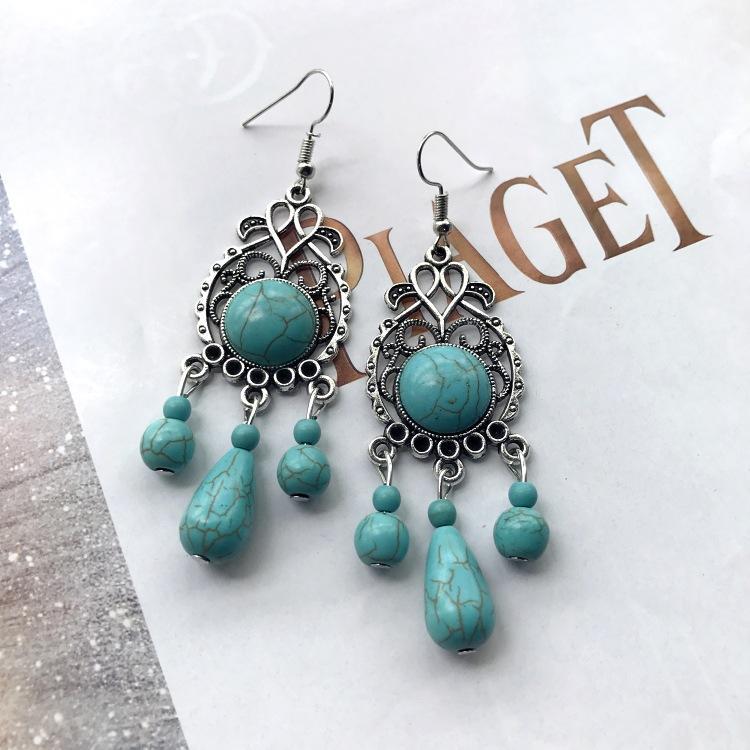 Bohemian Temperament Retro Artificial Turquoise Earrings