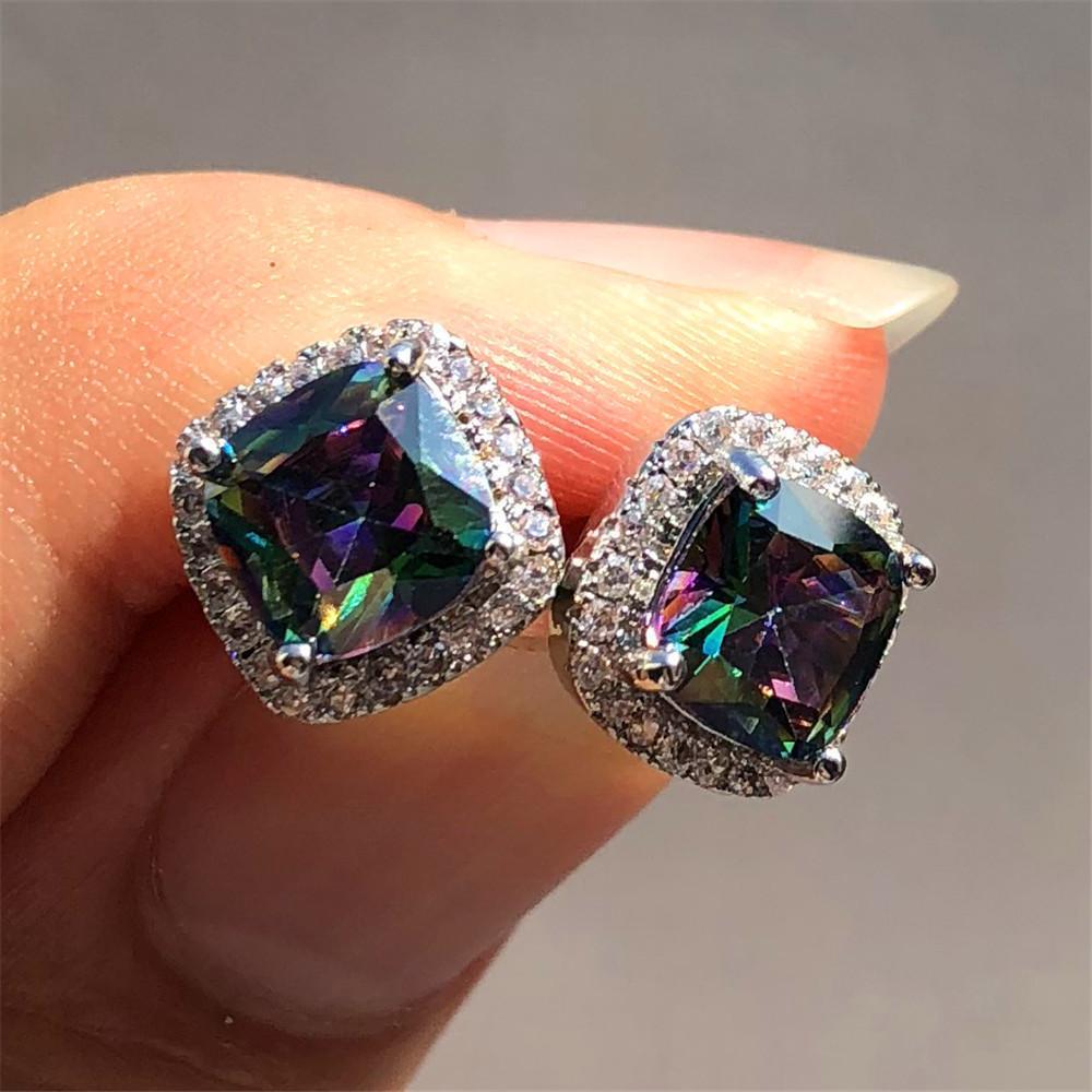 Yellow Pink Zircon Earrings Fashion Wedding Jewelry