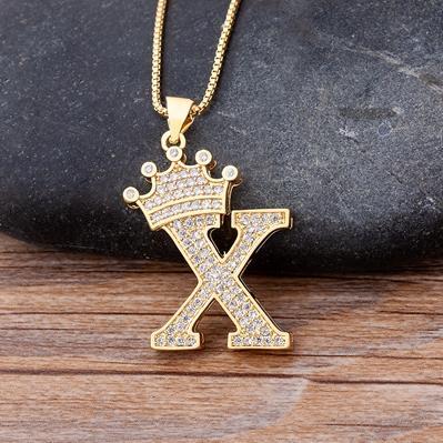 Zircon A-Z Crown Alphabet Necklace