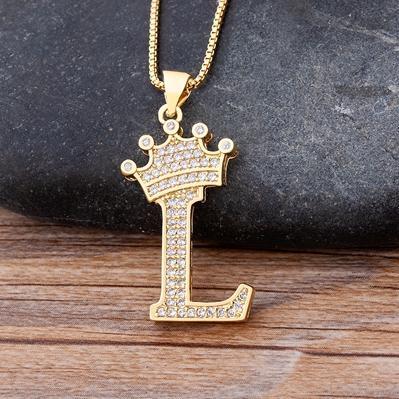 Zircon A-Z Crown Alphabet Necklace