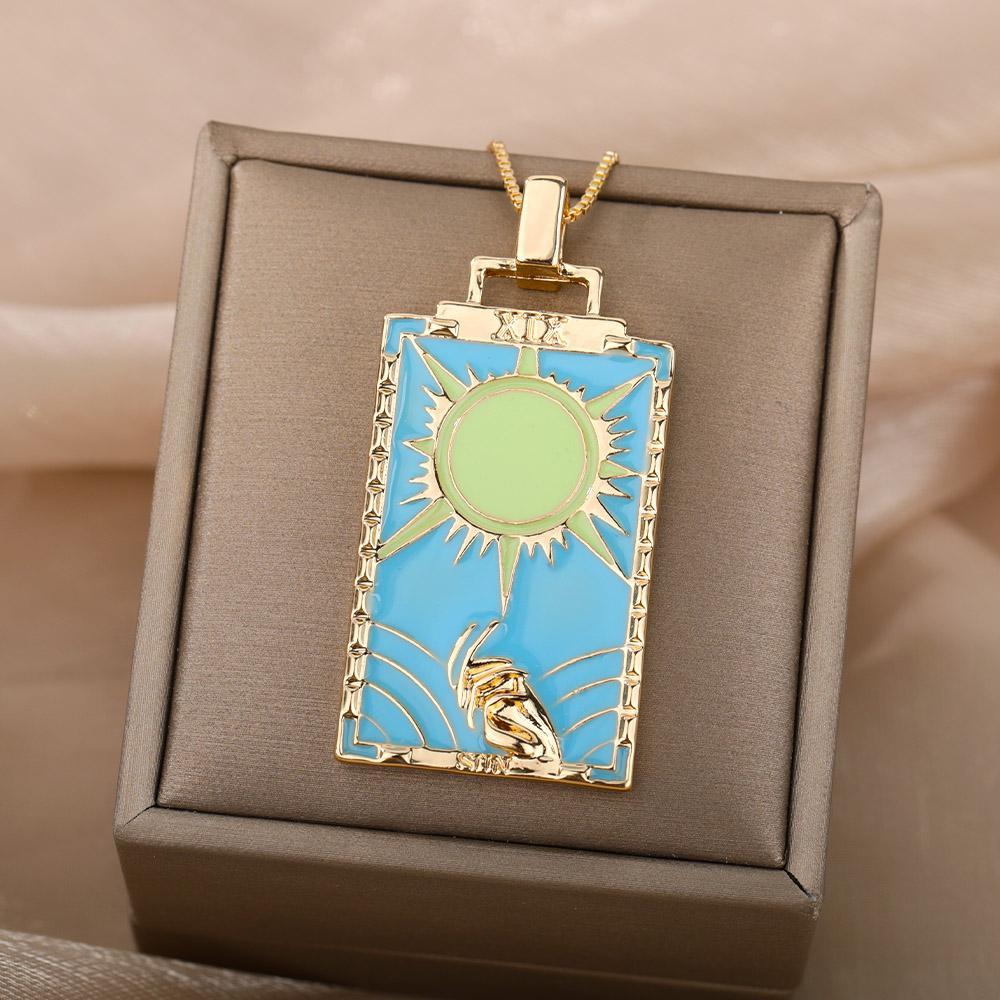 Square Tarot Cards Necklaces for Women