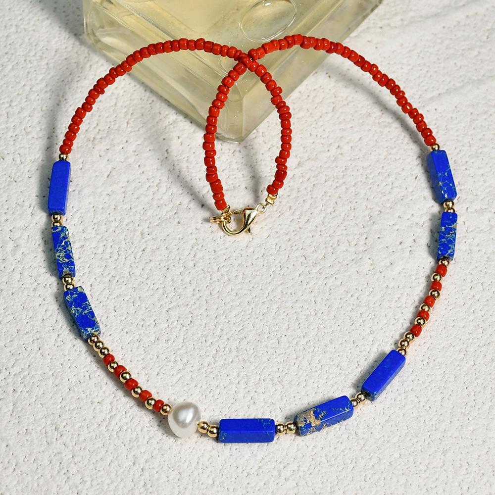 DIY Handmade Beaded Stone Necklace