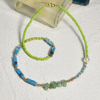 DIY Handmade Beaded Stone Necklace