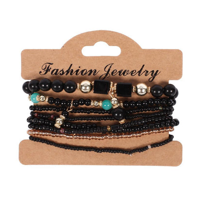 Handmade Bohemia Wood Beads Chain Bracelet Set