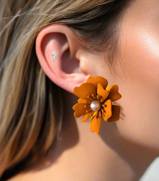 New Creative Fashion Solid colour Flower Earrings