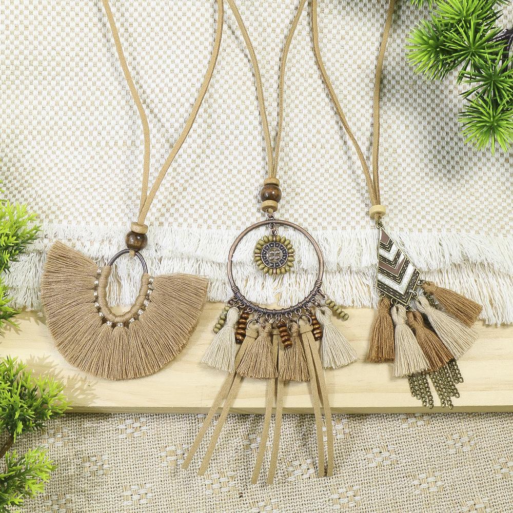 3pcs/set Bohemian Handmade Tassel Pendant Necklace