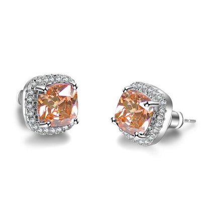 Yellow Pink Zircon Earrings Fashion Wedding Jewelry