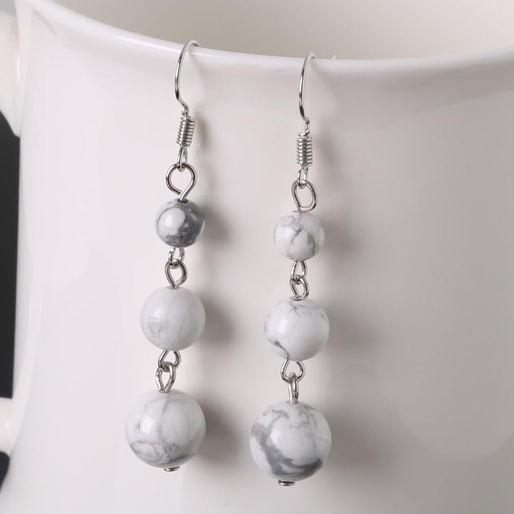 Women Summer Natural Stone Drop Earrings