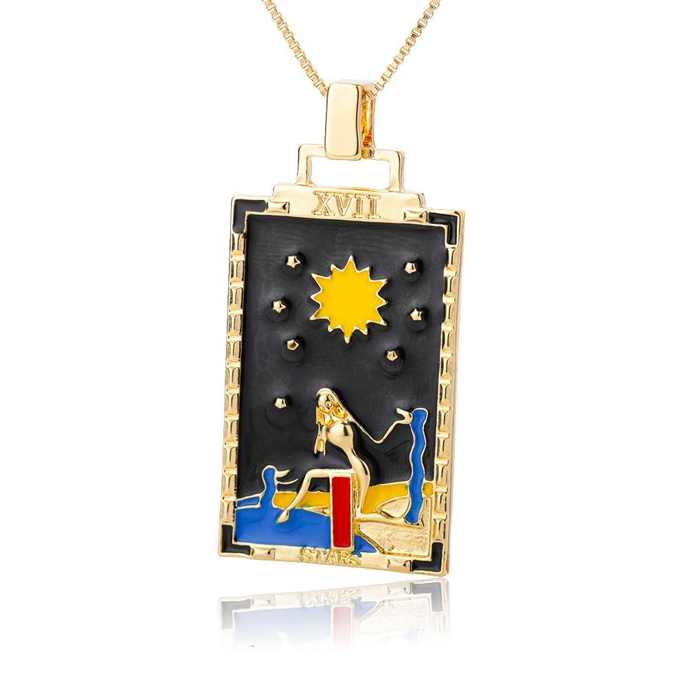 Square Tarot Cards Necklaces for Women