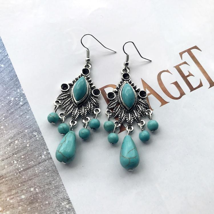 Bohemian Temperament Retro Artificial Turquoise Earrings