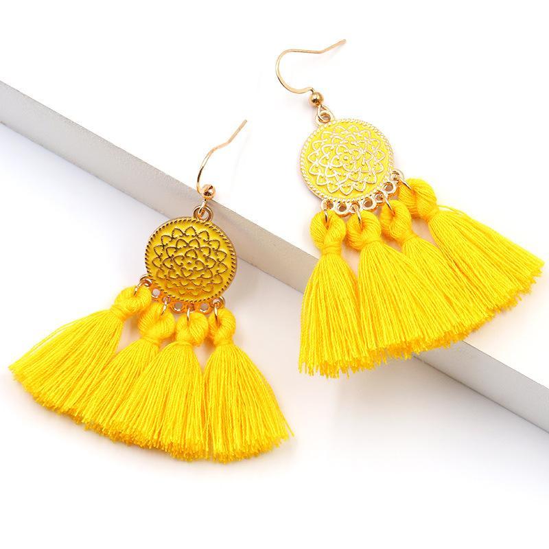 Boho Chic Brilliant Multicoloured Tassel Earrings