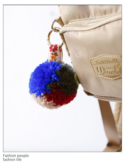 Hand Braided Boho coloured Pom Pom Keychain