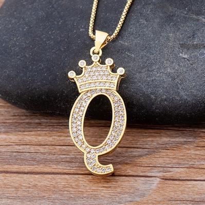 Zircon A-Z Crown Alphabet Necklace