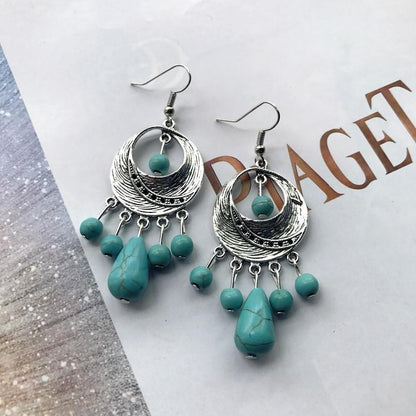 Bohemian Temperament Retro Artificial Turquoise Earrings