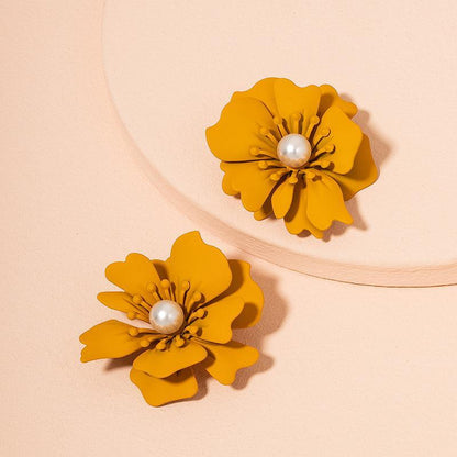 New Creative Fashion Solid colour Flower Earrings