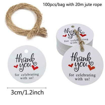 100Pcs Round Kraft Paper Gift Handmade Tags