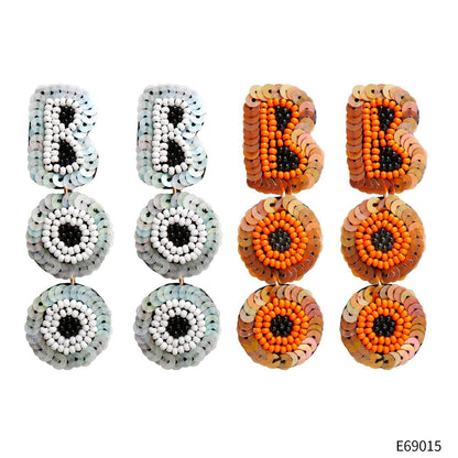 Punk Style Hand Woven Letter Sequins Halloween Earrings