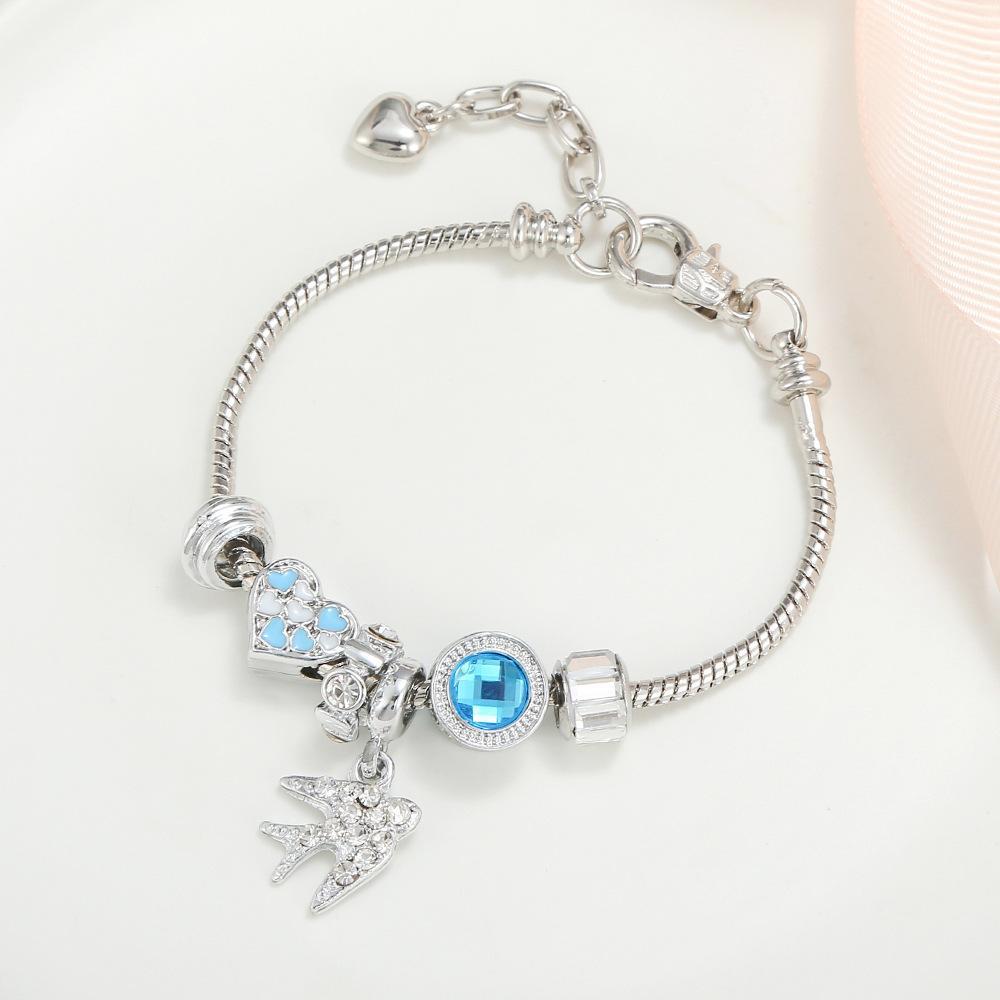 DIY Little Swallow Bird Pendant Colorful Love Bracelet