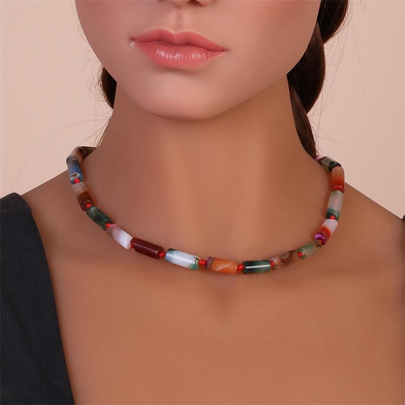 DIY Handmade Beaded Natural Agate Necklace