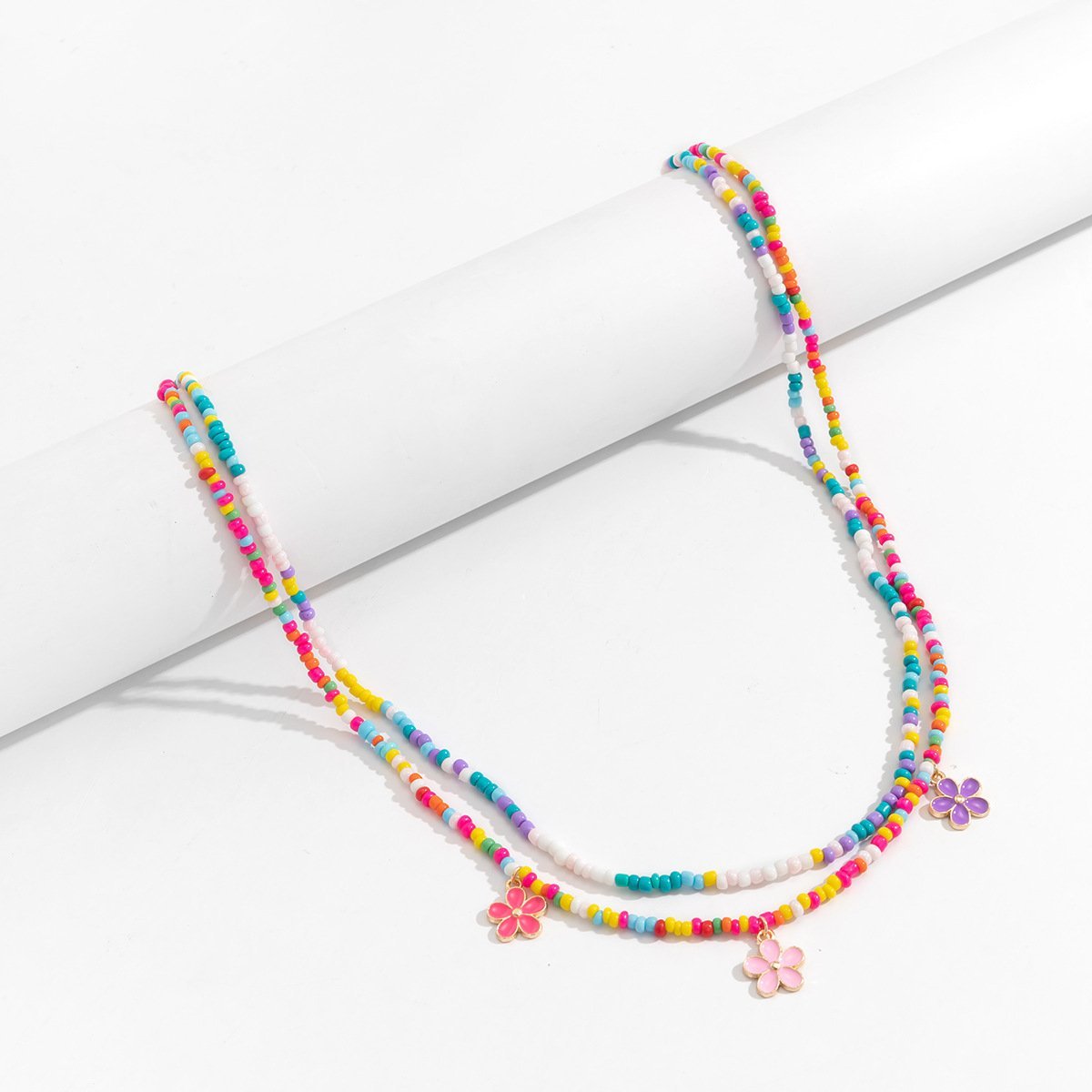 Colorful Beaded Waist Chain Geometric Stretch Body Chain