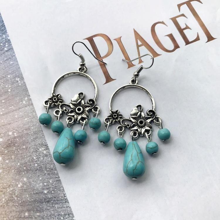 Bohemian Temperament Retro Artificial Turquoise Earrings