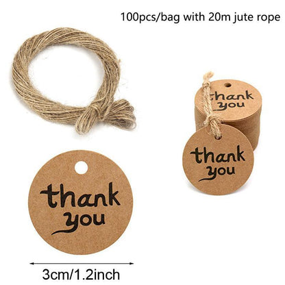 100Pcs Round Kraft Paper Gift Handmade Tags