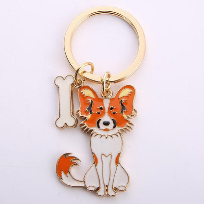 Multicolour Pet Dog Painted Zinc Alloy Keychain