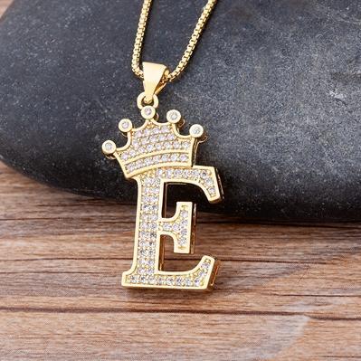 Zircon A-Z Crown Alphabet Necklace