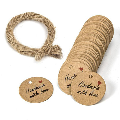 100Pcs Round Kraft Paper Gift Handmade Tags